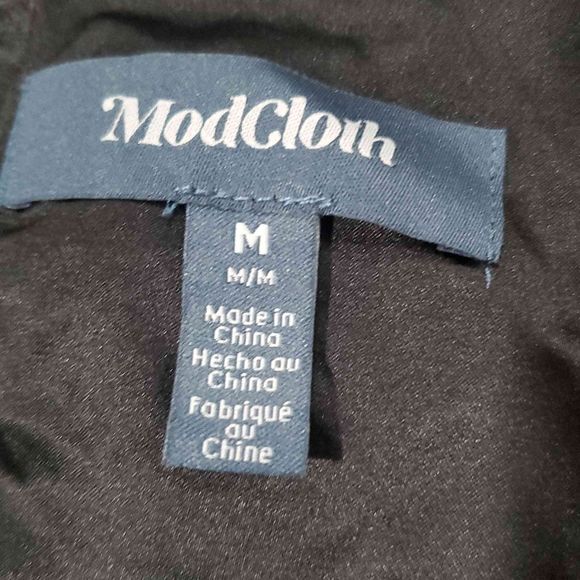 Modcloth Maxi Wrap Dress Size Medium Short Sleeves Gold Embellishment in Black - Picture 8 of 14